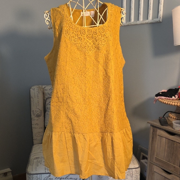 Lavish Mustard Lace Mini Dress - Picture 1 of 15